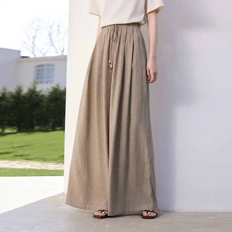 XIANGYING Casual Pants Women's Coffee-5