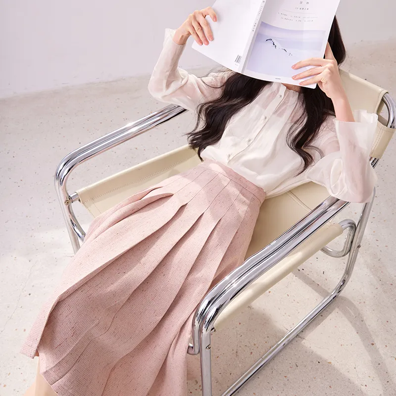 XIANGYING Casual Long Skirts Women's Pink-5