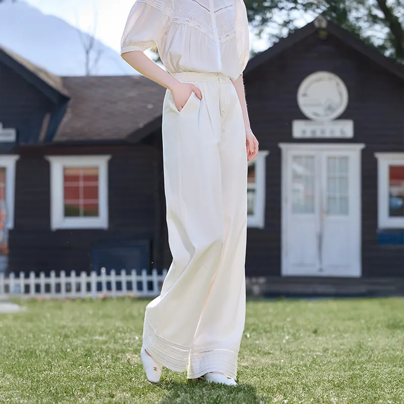 XIANGYING Casual Pants Women's White-3