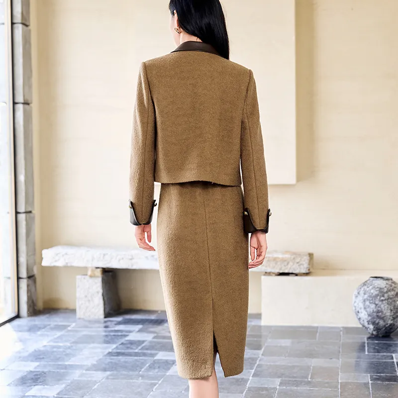 XIANGYING Skirt Set Women's Camel-2