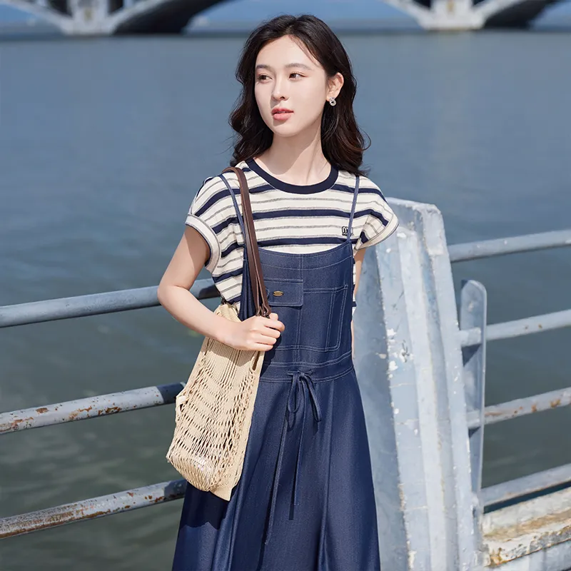 XIANGYING Skirt Set Women's Navy Blue-4