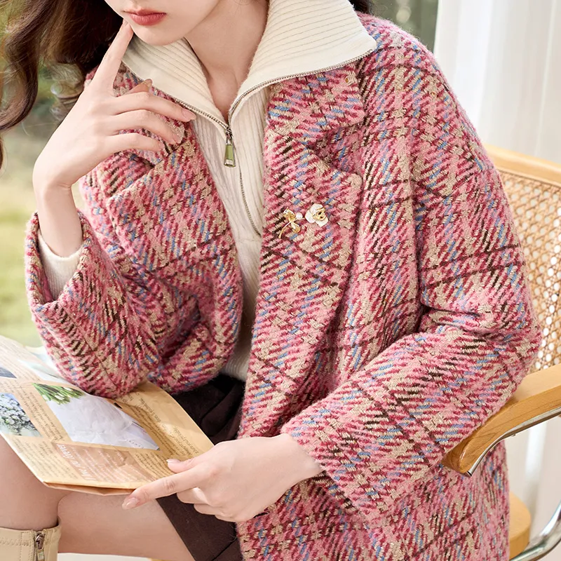 XIANGYING Coats Women's Plum Red-2