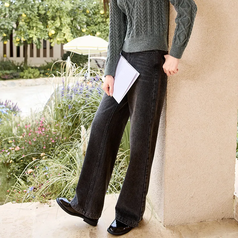 XIANGYING Jeans Women's Gray-4