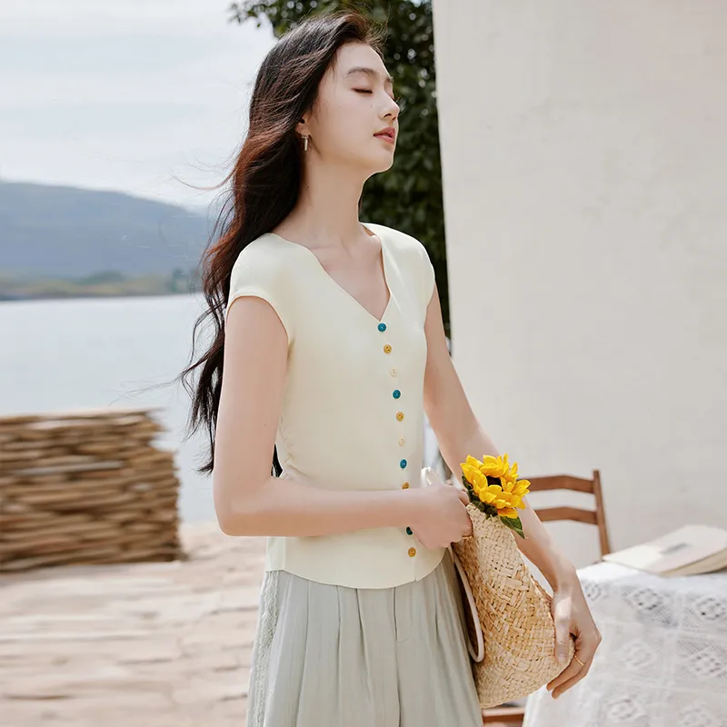XIANGYING T Shirts Women's Heron White-6