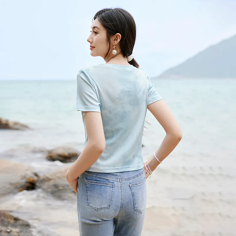 XIANGYING T Shirts Women's Route Blue-5