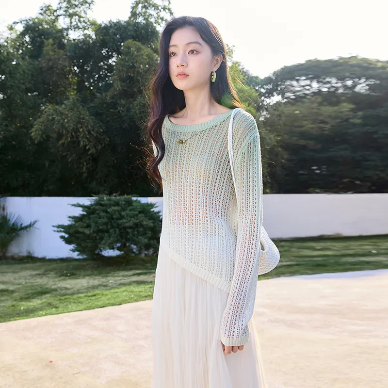 XIANGYING Knitwear Women's Light Green-1