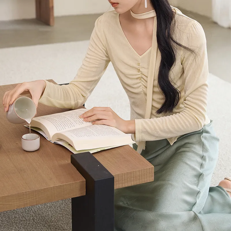 XIANGYING Casual Long Skirt Women's Green-3