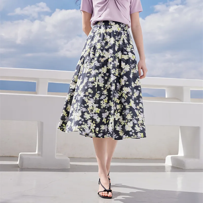 XIANGYING Casual Long Skirt Women's Purple-2