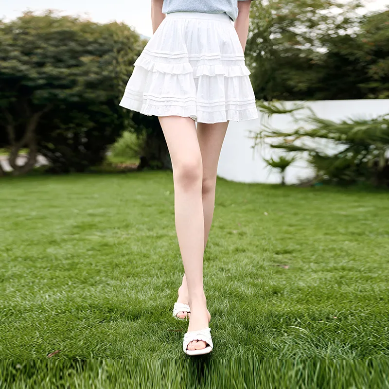XIANGYING Casual Short Skirts Women's White-2