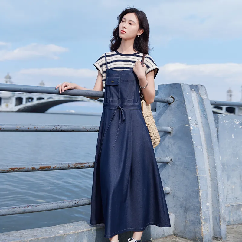 XIANGYING Skirt Set Women's Navy Blue-2