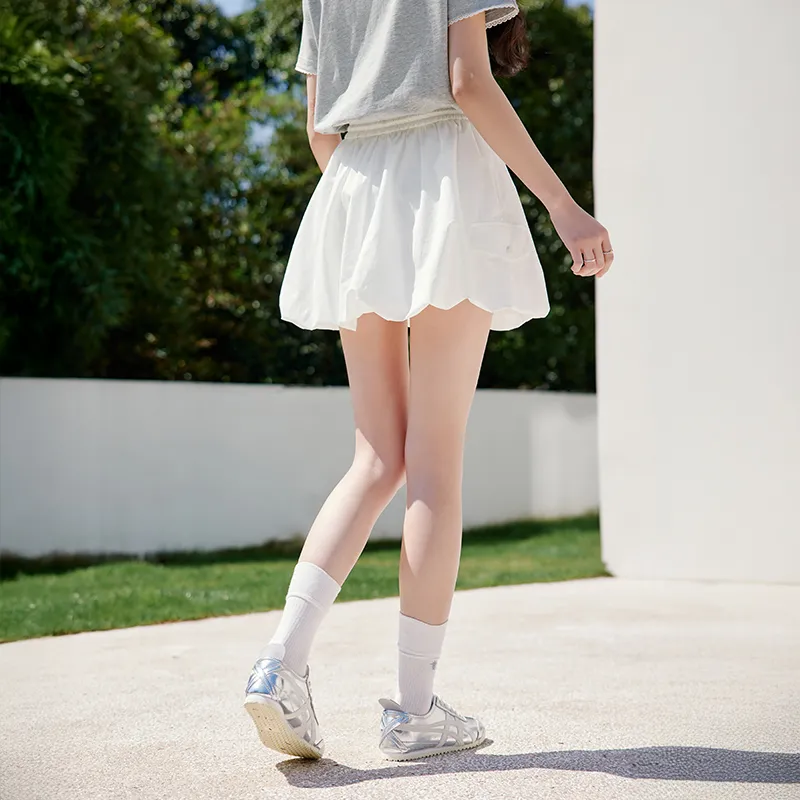XIANGYING Casual Short Skirts Women's White-5