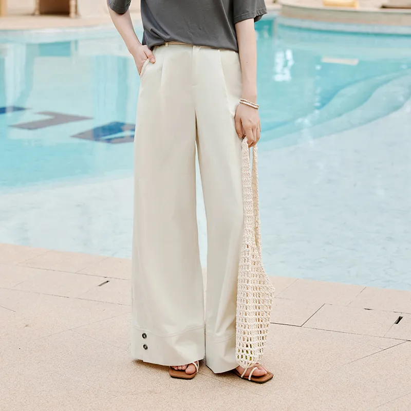 XIANGYING Casual Pants Women's Heron White-4