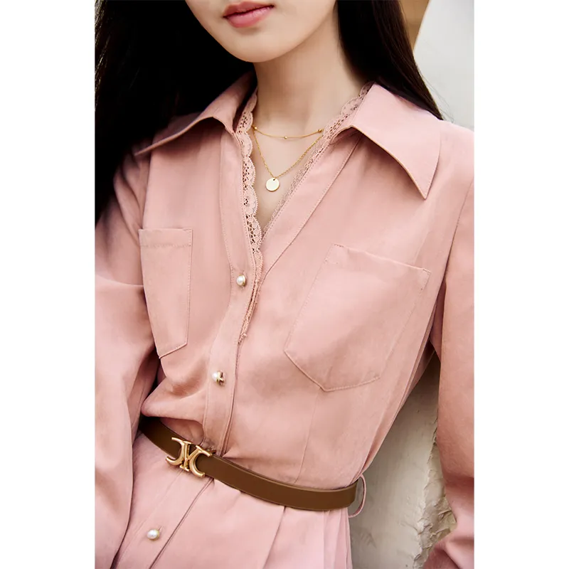 XIANGYING Long Sleeved Dresses Women's Pink-2