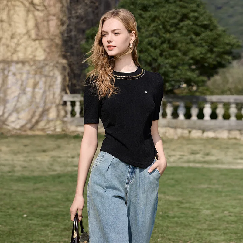 XIANGYING T Shirt Women's Black-2