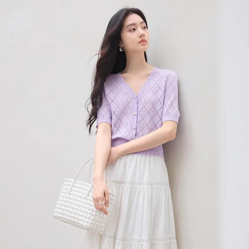 XIANGYING Knitwear Women's Light Purple-3
