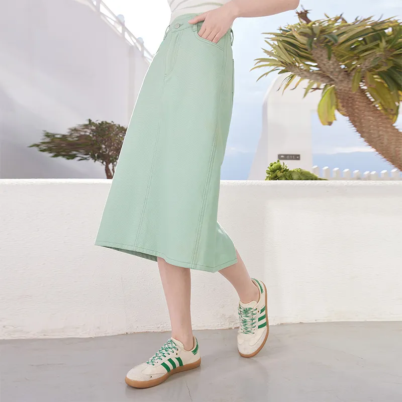 XIANGYING Denim Long Skirts Women's-11