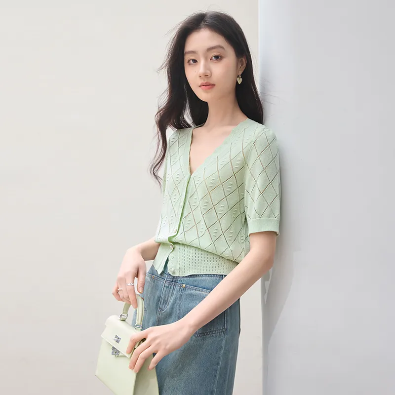 XIANGYING Knitwear Women's Light Green-1