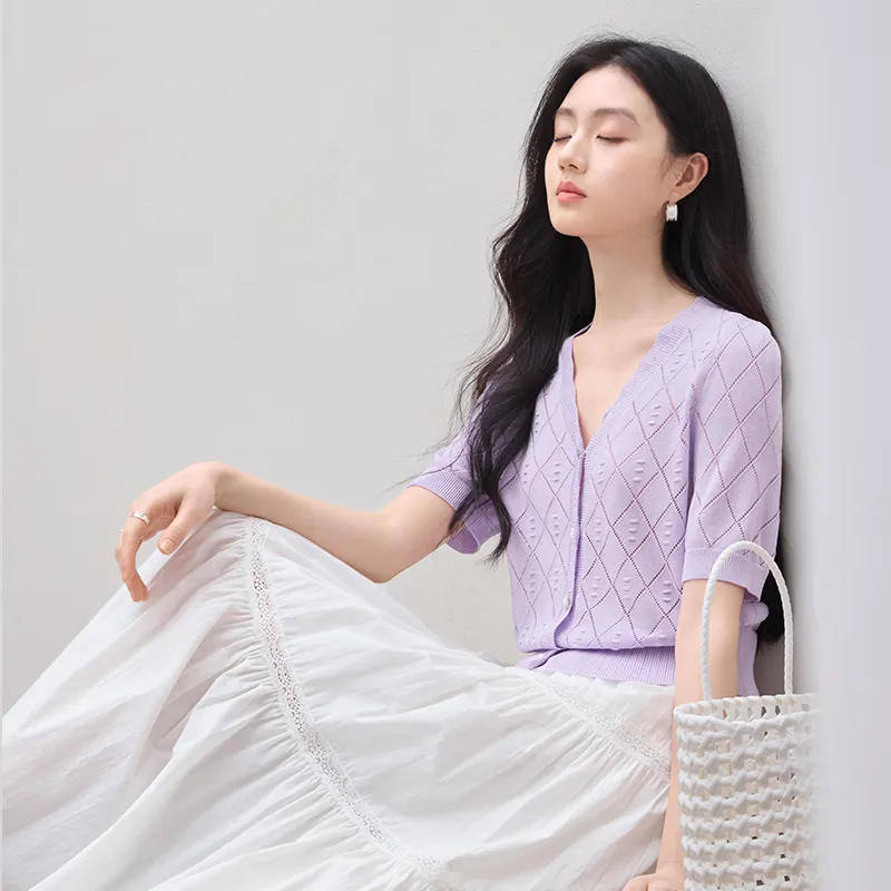 XIANGYING Knitwear Women's Light Purple-4