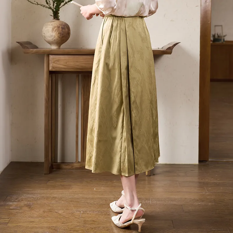 XIANGYING Casual Long Skirt Women's Camel-6