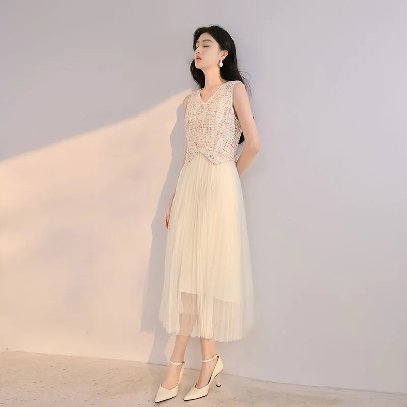 XIANGYING Sleeveless Dress Women's Pink-3
