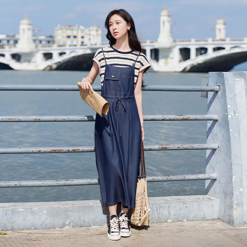 XIANGYING Skirt Set Women's Navy Blue-3