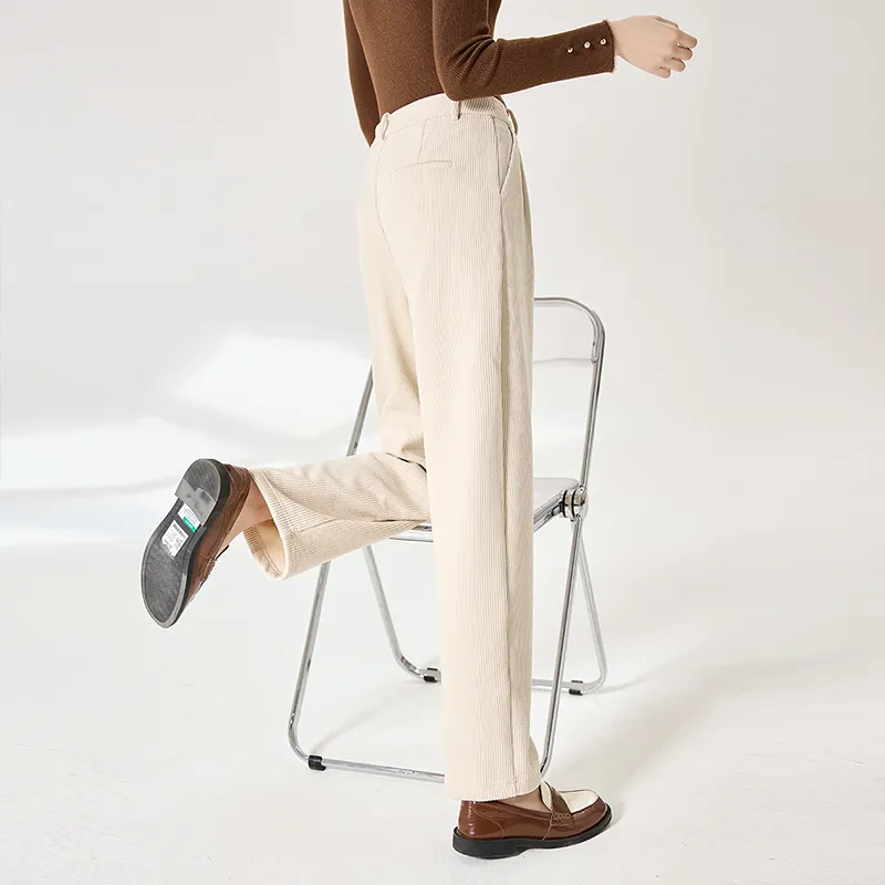 XIANGYING Casual Pants Women's Beige-4
