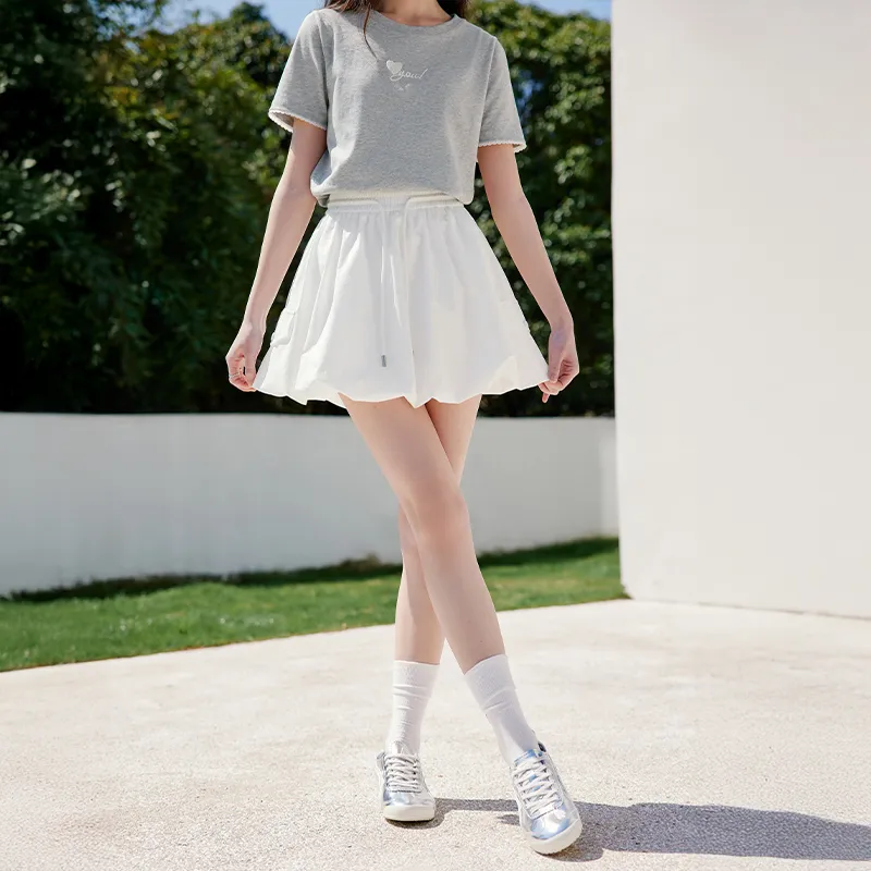 XIANGYING Casual Short Skirts Women's White-4