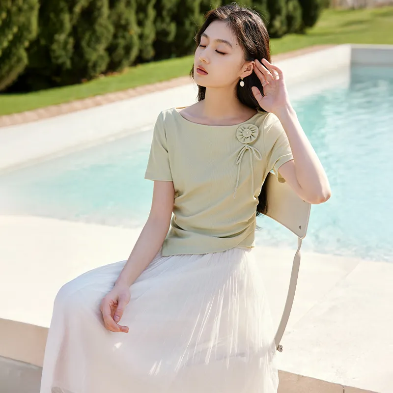 XIANGYING T Shirts Women's Fruit Green-4