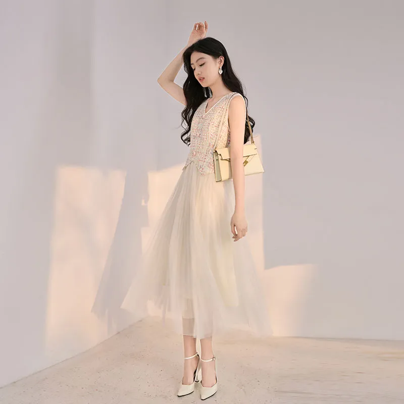 XIANGYING Sleeveless Dress Women's Pink-2