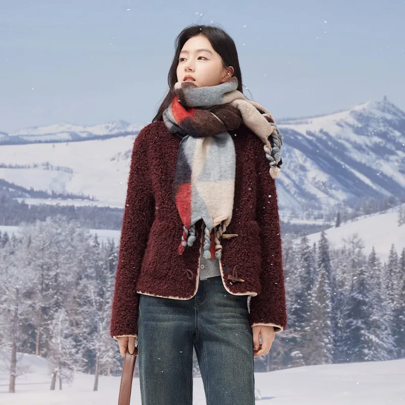 XIANGYING Velvet feel Coat Women's Ancora Red-6