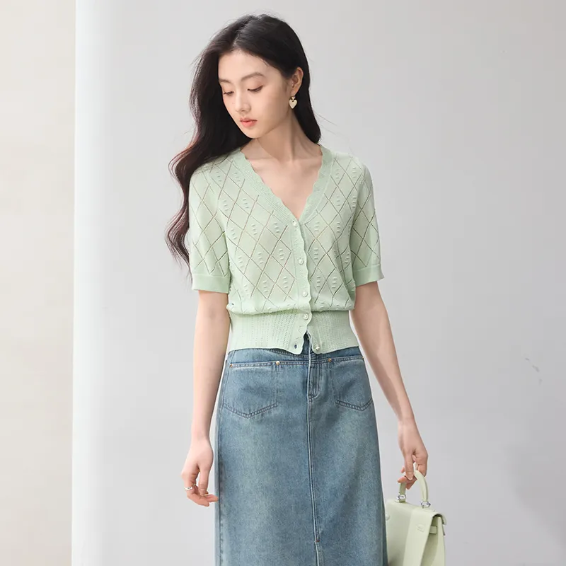 XIANGYING Knitwear Women's Light Green-2