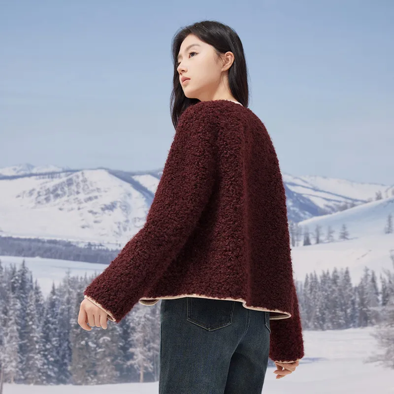 XIANGYING Velvet feel Coat Women's Ancora Red-5