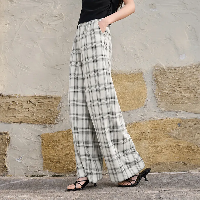 XIANGYING Casual Pants Women's Black White-3