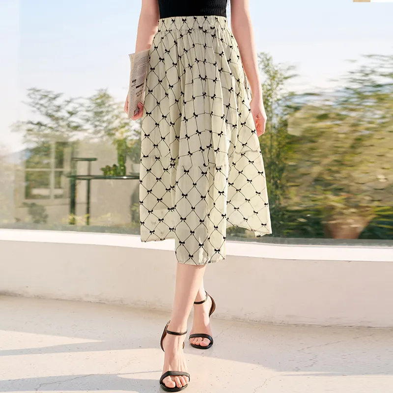 XIANGYING Casual Long Skirt Women's Khaki-2