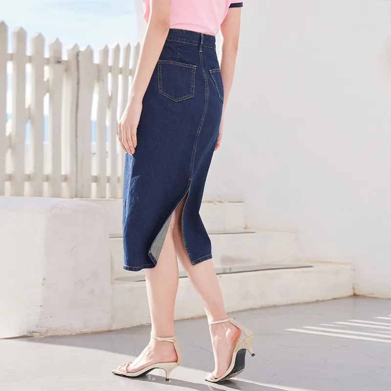 XIANGYING Denim Long Skirts Women's-3
