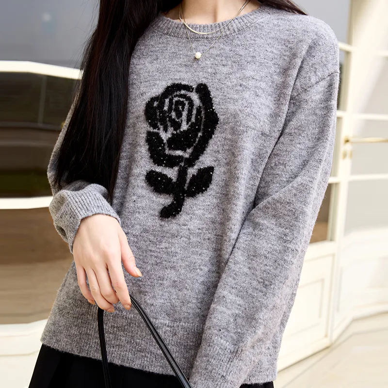 XIANGYING Sweaters Women's Gray-2