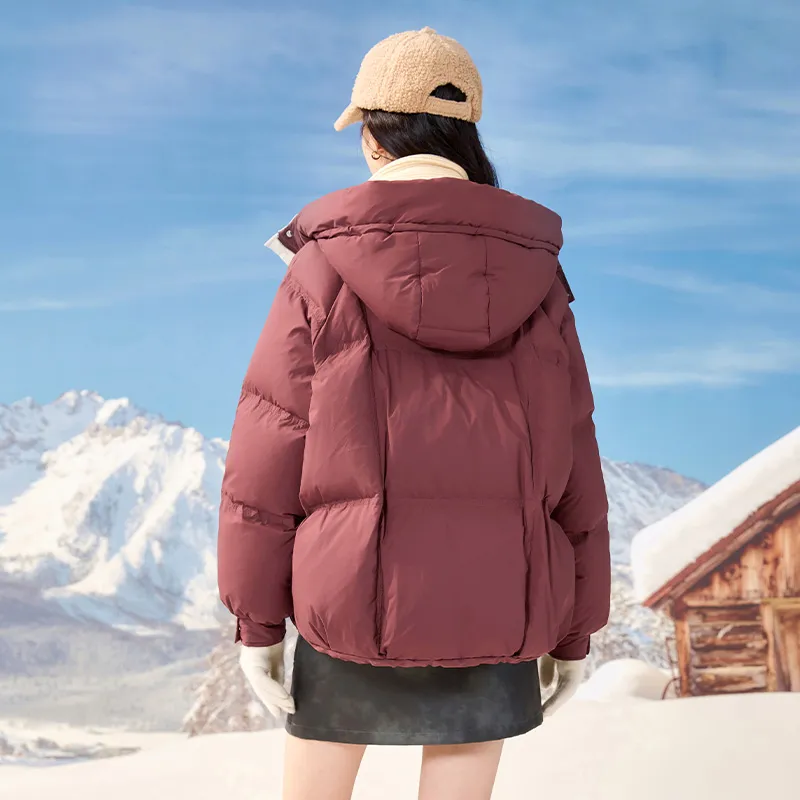 XIANGYING Down Jacket Women's Raffia Red-2