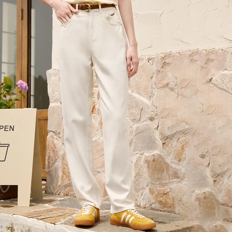 XIANGYING Jeans Women's Beige-2