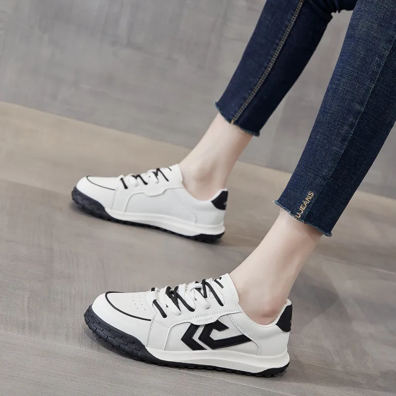 LAORENTOU Durable Lightweight And Breathable Low Top Skateboard Shoes 2cm Women's Beige Black-7