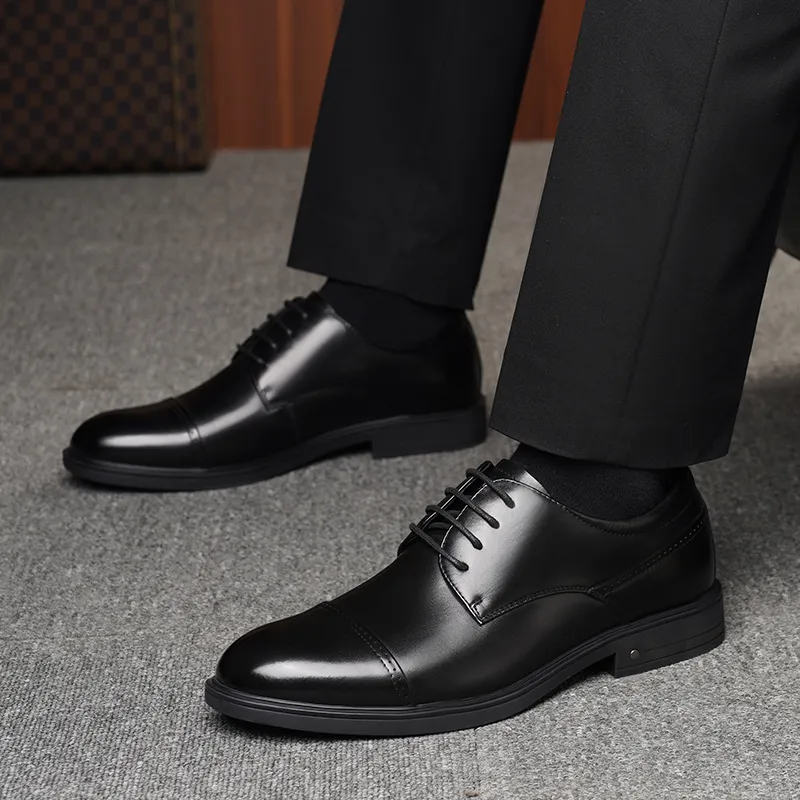 LAORENTOU Dress Shoes Men Low Top Black-4