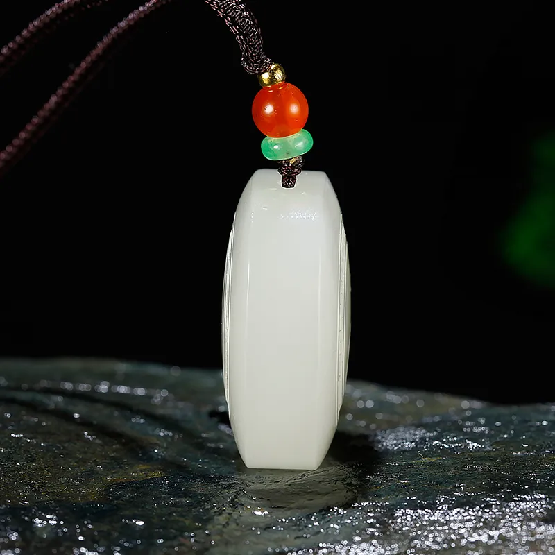 Treasure Necklaces White Jade/Pale Greenish White Jade Unisex-2