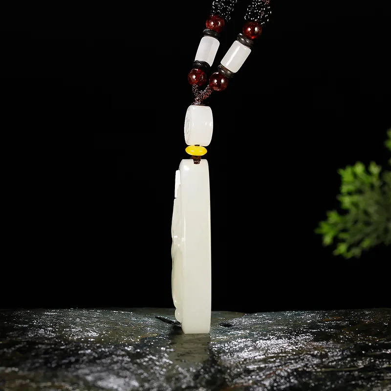 Treasure Necklaces White Jade/Pale Greenish White Jade Unisex-4