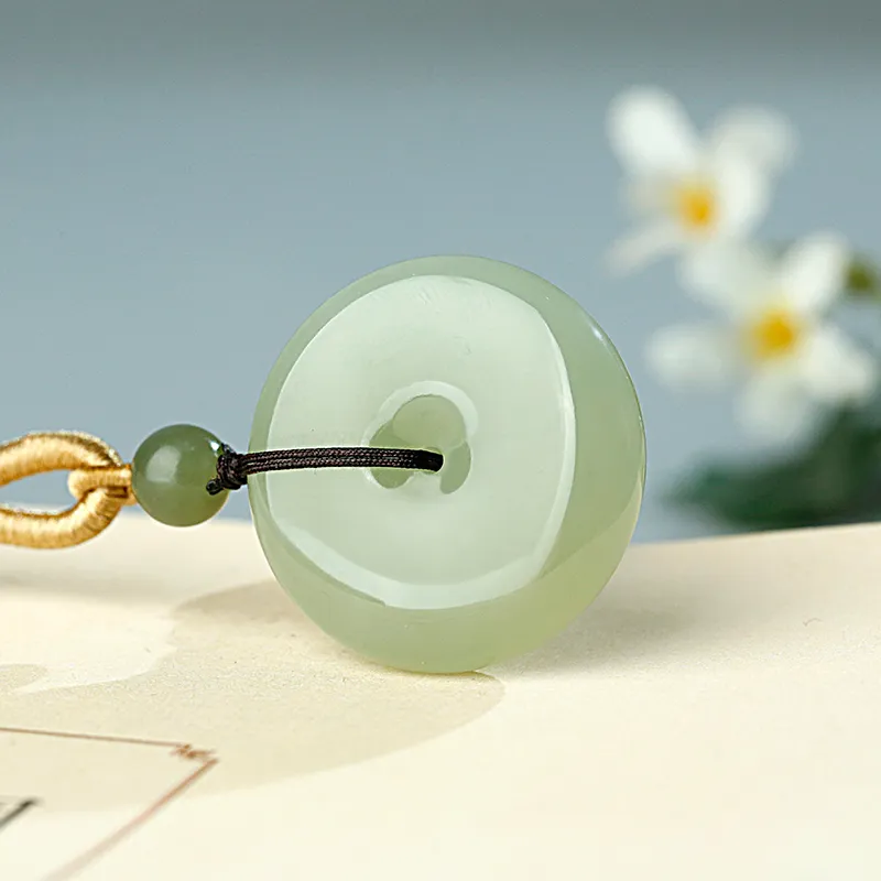 Treasure Necklaces Pale Greenish White Jade Men's-4