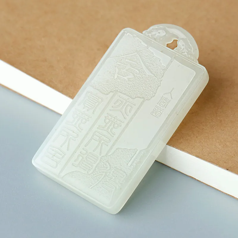 Treasure Pendants White Jade/Pale Greenish White Jade Unisex-5