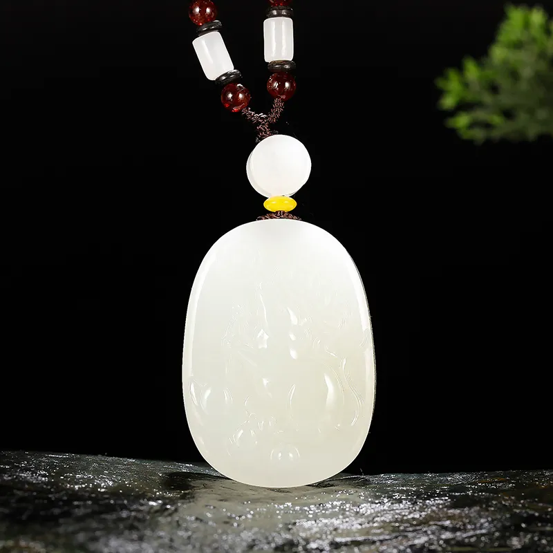 Treasure Necklaces White Jade/Pale Greenish White Jade Unisex-2