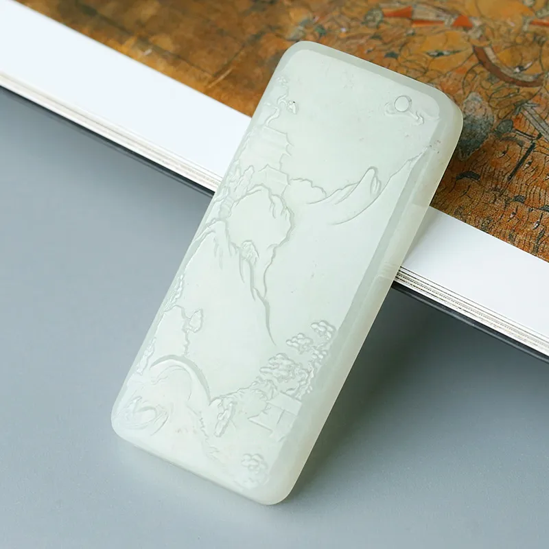 Treasure Pendants White Jade/Pale Greenish White Jade Unisex-4