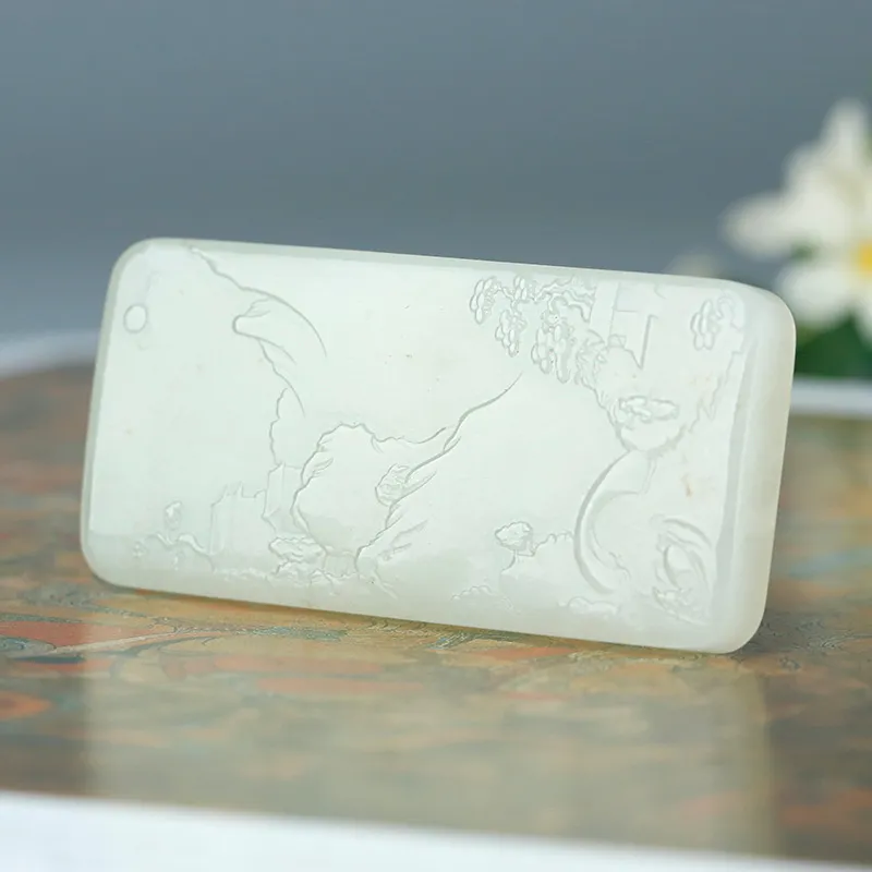 Treasure Pendants White Jade/Pale Greenish White Jade Unisex-5