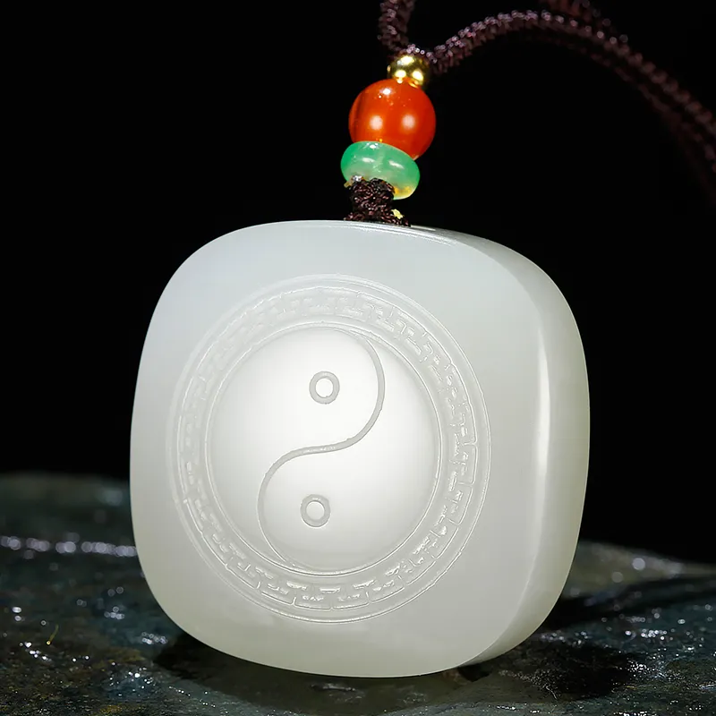 Treasure Necklaces White Jade/Pale Greenish White Jade Unisex-1