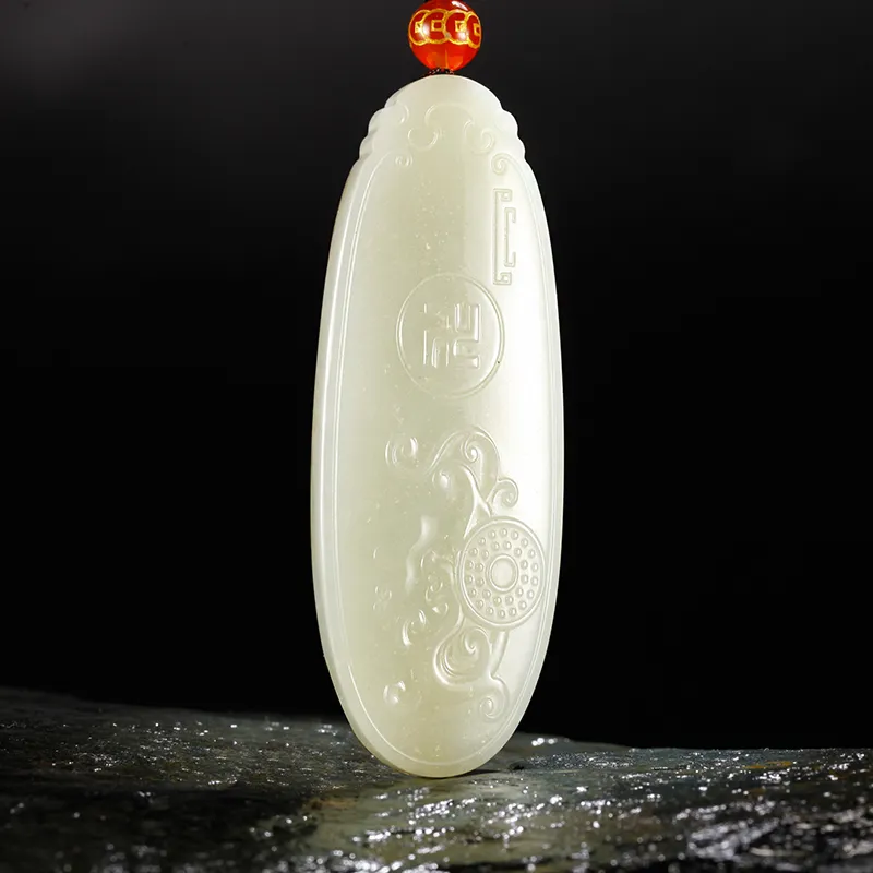 Treasure Necklaces White Jade/Pale Greenish White Jade Unisex-3