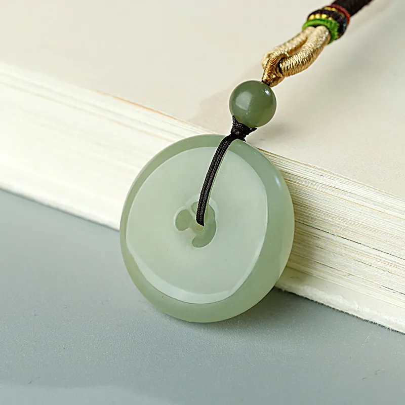 Treasure Necklaces Pale Greenish White Jade Men's-5